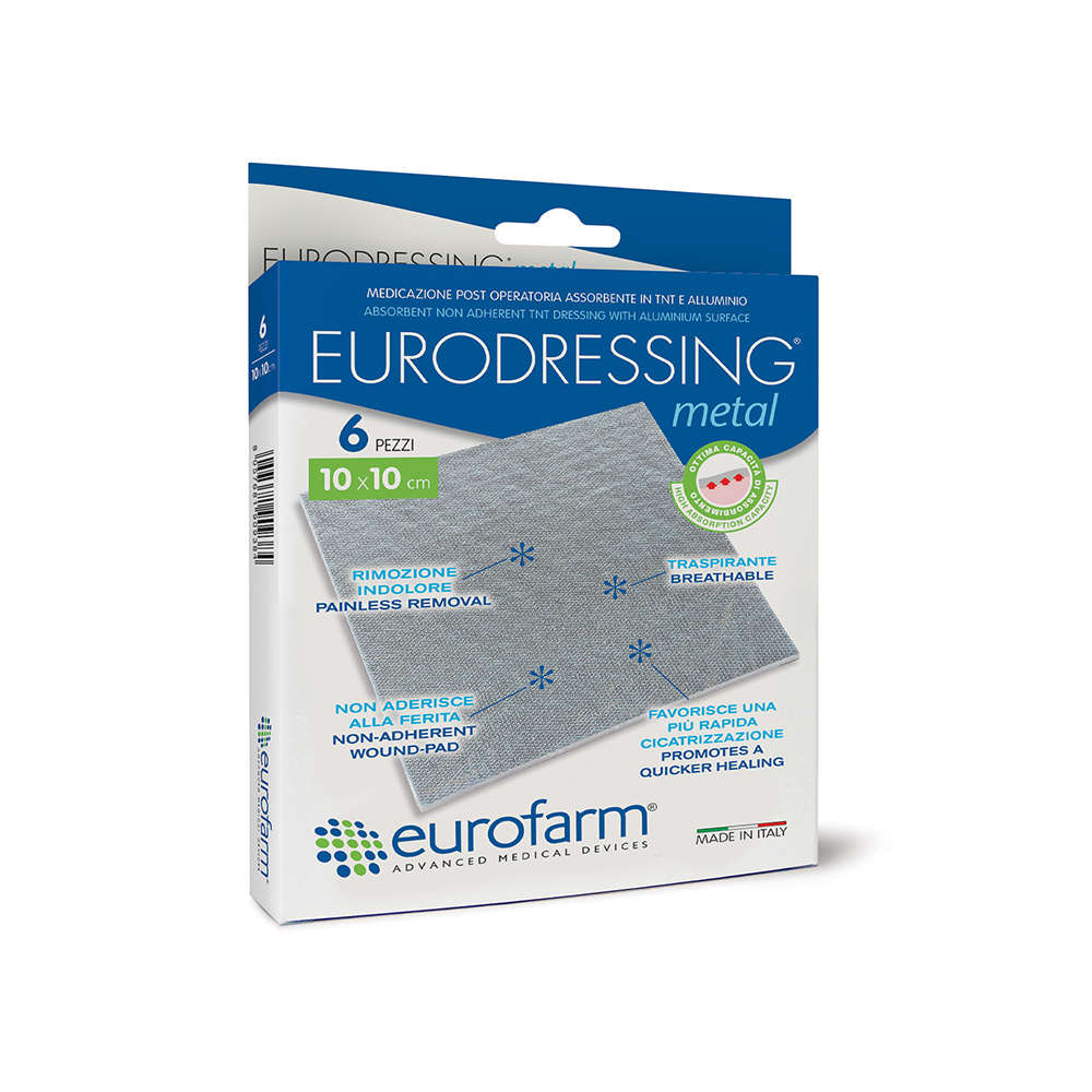 EURODRESSING METAL 10 X 10CM - GASA ESTÉRIL ALUMINIZADA- (CAJA X 6 UNDS.)